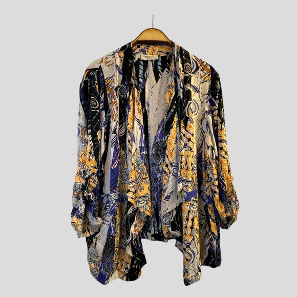 Orientique Women’s Abstract Open Front Cardigan Lightweight Layering Size XL - Picture 1 of 11